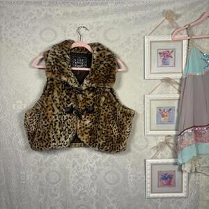 vintage fur cheetah print fashion vest